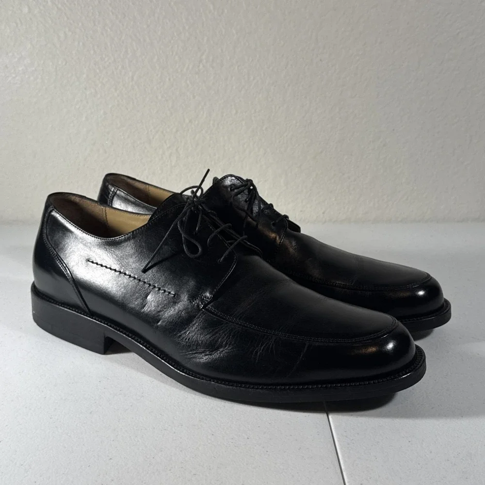 Johnston & Murphy XC4 Black Leather Dress Shoes Mens 13 M Bicycle Toe Italy 🇮🇹